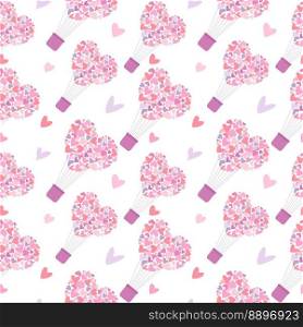 Seamless pattern of Pink balloons in the shape of hearts for Valentine’s Day for postcards, textiles, decor, posters. Vector illustration. Seamless pattern of Pink balloons in the shape of hearts for Valentine’s Day for postcards, textiles, decor, posters. Vector illustration.