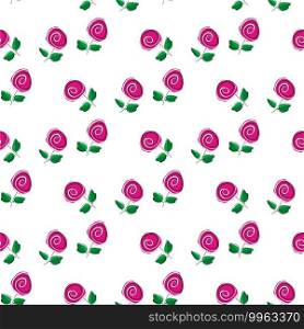 Seamless pattern of pink roses with leaves on a transparent background. For fabrics, baby clothes, backgrounds, textiles, wrapping paper and other decorations. Vector seamless pattern Eps 10