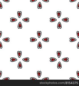 seamless pattern of Red hearts. Vector illustration. Design for Valentines Day, textiles, wrappers, paper. Red hearts seamless pattern. Doodle style 