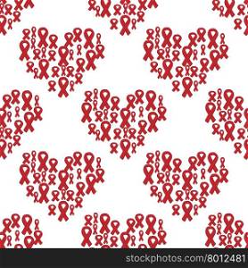 Seamless pattern of red ribbon. World day against cancer. World day of fight against AIDS. International workers day. Seamless pattern of red ribbon