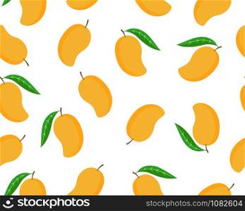 Seamless pattern of ripe mango isolated white background - Vector illustration