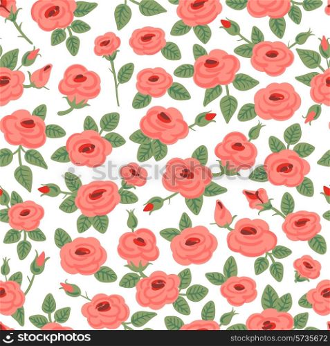 Seamless pattern of roses. Beautiful vintage background with rose buds. Vector illustration.