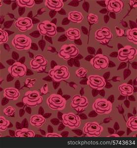 Seamless pattern of roses. Beautiful vintage background with rose buds. Vector illustration.