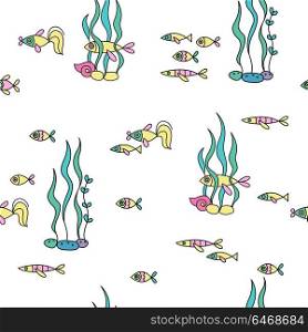 Seamless pattern of sea fish. Vector illustration.