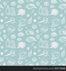 Seamless pattern of Sea shells. . Seamless pattern of Sea shells. Hand drawn vector illustration