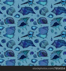 Seamless pattern of Sea shells. . Seamless pattern of Sea shells. Hand drawn vector illustration