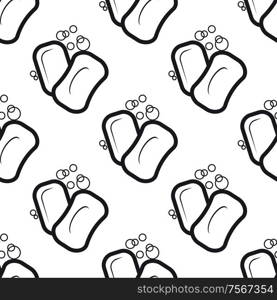 Seamless pattern of soap with bubbles for hygiene and healthcare design