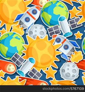 Seamless pattern of solar system, planets and celestial bodies.