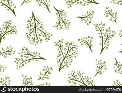 Seamless pattern of sprigs with green leaves. Decorative natural plants.. Seamless pattern of sprigs with green leaves. Decorative plants.