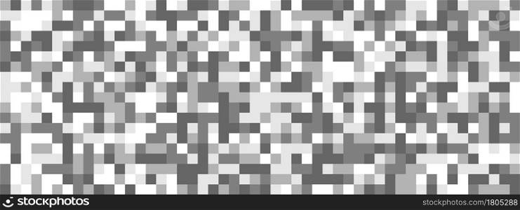 Seamless pattern of squares in black, white and gray shades. Pixel seamless pattern for posters, banners, postcards, textures and simple backgrounds. Scalable vector graphics