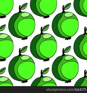 Seamless pattern of stylized green apples, vector hand drawn illustration. Green fruit background. Seamless pattern of stylized green apples, vector hand drawn illustration. Green fruit background.