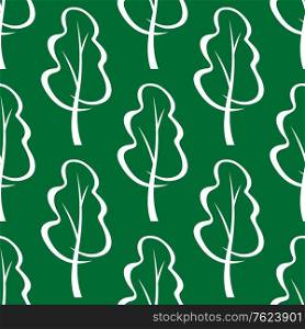 Seamless pattern of stylized trees on a green background conceptual of spring and summer, square format