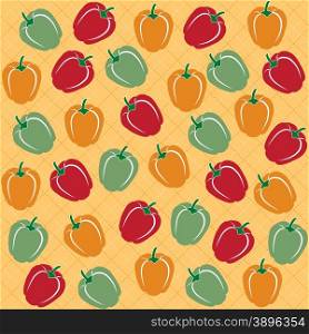 Seamless pattern of sweet peppers of different colors, vector format