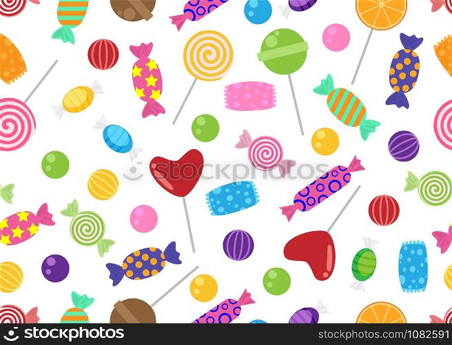 Seamless pattern of sweets and candies icon on white background