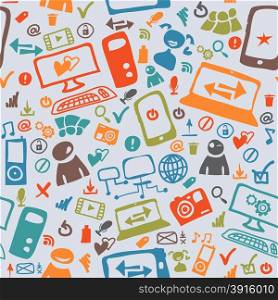 Seamless pattern of the icons on the Internet