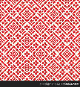 Seamless pattern of Ukrainian ornament in ethnic style, identity, vyshyvanka, embroidery for print clothes, websites, banners, poster. Vector illustration background