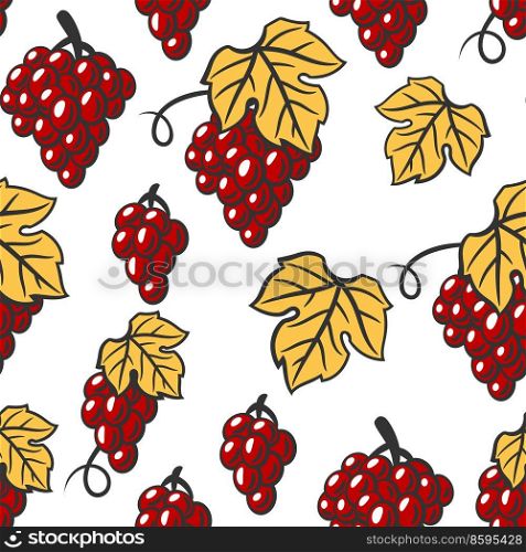 Seamless pattern of vine with leaves and bunches of grapes. Winery image for restaurants and bars. Business and agricultural item.. Seamless pattern of vine with leaves and bunches of grapes. Winery image for restaurants and bars.