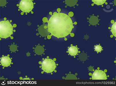 Seamless pattern of viruses bacteria or covid -19 virus in dark background