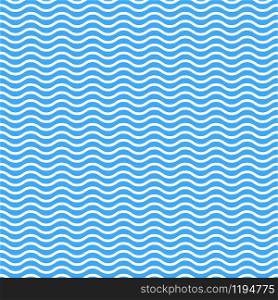 Seamless pattern of wavy lines. Vector texture of blue waves on a white background