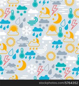 Seamless pattern of weather icons.