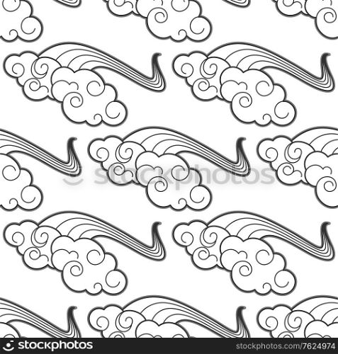 Seamless pattern of white clouds in cartoon style for wallpaper or textile design in square format