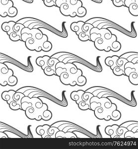 Seamless pattern of white clouds in cartoon style for wallpaper or textile design in square format