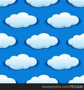 Seamless pattern of white clouds on blue sky for wallpaper or background design. Seamless pattern of clouds on blue sky