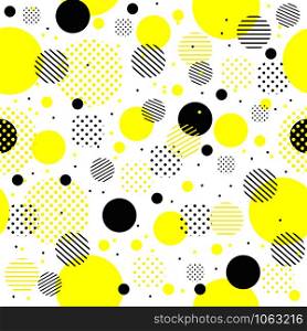 Seamless pattern of yellow and black dots. the template for the texture, packaging and textiles.