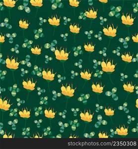 Seamless pattern of yellow elegant and refined flowers, summer field.. Seamless pattern of yellow elegant and refined flowers, summer field