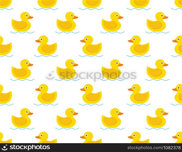 Seamless pattern of yellow rubber duck on white background - Vector illustration