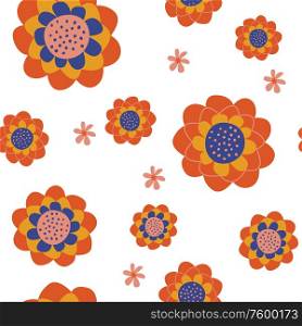 Seamless pattern on a white background. Abstract colorful flowers.. Seamless floral pattern on a white background. Vector illustration.