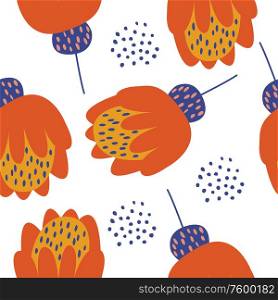 Seamless pattern on a white background. Abstract colorful flowers.. Seamless floral pattern on a white background. Vector illustration.