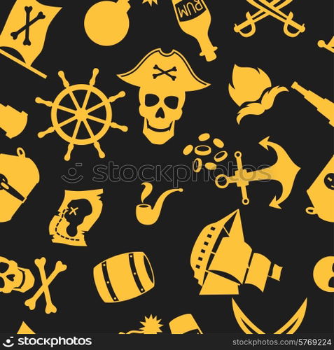 Seamless pattern on pirate theme with objects and elements.. Seamless pattern on pirate theme with objects and elements
