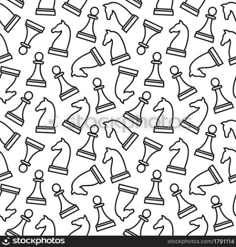 Seamless pattern on the chess theme on white background. Logo, pictogram, design infographic elements