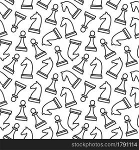 Seamless pattern on the chess theme on white background. Logo, pictogram, design infographic elements