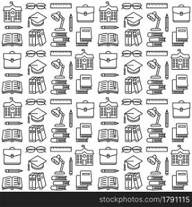 Seamless pattern on the school education theme on white background. Logo, pictogram, design infographic elements