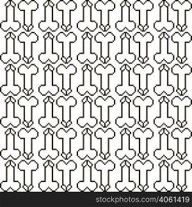 Seamless pattern penis, Dildo black on white background pixel art, vector for print or website design. Seamless pattern penis