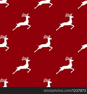 Seamless pattern, reindeer on a red background illustration. Seamless pattern, reindeer on a red background