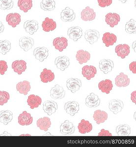 Seamless pattern rose and peony flowers. Confetti, cosmetics, wedding, beautiful flower background.. Seamless pattern rose and peony flowers. Confetti, cosmetics, wedding, beautiful flower background