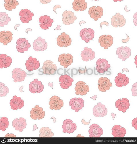 Seamless pattern rose and peony flowers. Confetti, cosmetics, wedding, beautiful flower background.. Seamless pattern rose and peony flowers. Confetti, cosmetics, wedding, beautiful flower background