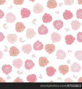 Seamless pattern rose and peony flowers. Confetti, cosmetics, wedding, beautiful flower background.. Seamless pattern rose and peony flowers. Confetti, cosmetics, wedding, beautiful flower background