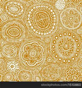 Seamless pattern. Seamless botanic texture, detailed dots and circles illustrations. Ethnic pattern in doodle style, summer floral background. All elements are not cropped and hidden under mask. White elements on changable background. Vector illustration. Seamless pattern. Seamless botanic texture, detailed dots and circles illustrations. Ethnic pattern in doodle style, summer floral background. All elements are not cropped and hidden under mask. White elements on changable background.