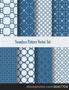 seamless pattern set abstract blue white line and floral design background vector illustration