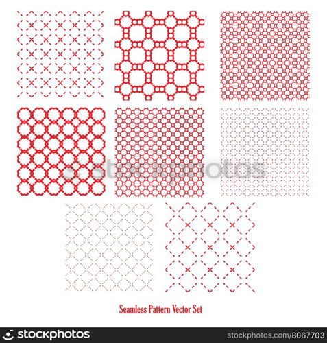 seamless pattern set abstract red forms design on bright background vector illustration