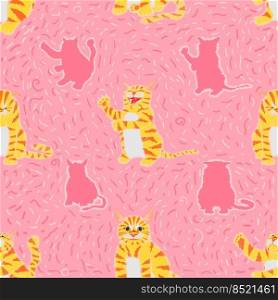 seamless pattern set of different element cute funny cat emotion. vector illustration eps10