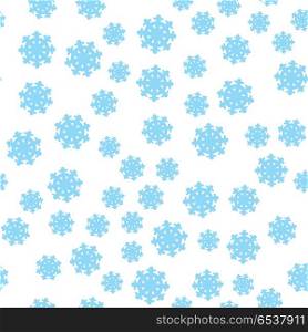Seamless Pattern Snowflakes Endless Background.. Seamless pattern snowflakes background. Endless texture in New Year, Christmas concept. Winter Xmas theme. Realistic pattern with snowflakes, snow. Fabric textile, print material. Vector in flat style