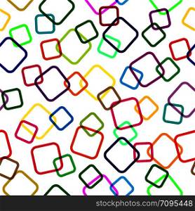 Seamless pattern. The contours of the intersecting colored squares. Modern random colors. Ideal for textiles, packaging, paper printing, simple backgrounds and textures.