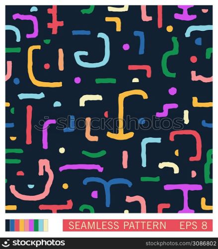 Seamless Pattern. Tribal hand drawn signs, symbols and figures. Endless creative texture. Vector graphics. Seamless Pattern. Tribal hand drawn signs, symbols and figures. Endless creative texture. Vector print design