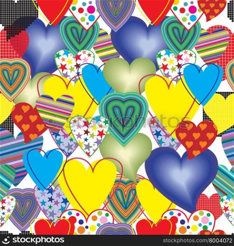 Seamless pattern vector illustration colorful heart different colors