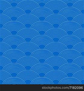Seamless pattern. Wave. Fish scales texture. Vector illustration. Scrapbook, gift wrapping paper, textiles. Blue simple background